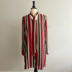 Everly Red and Black Striped Long Sleeve Dress